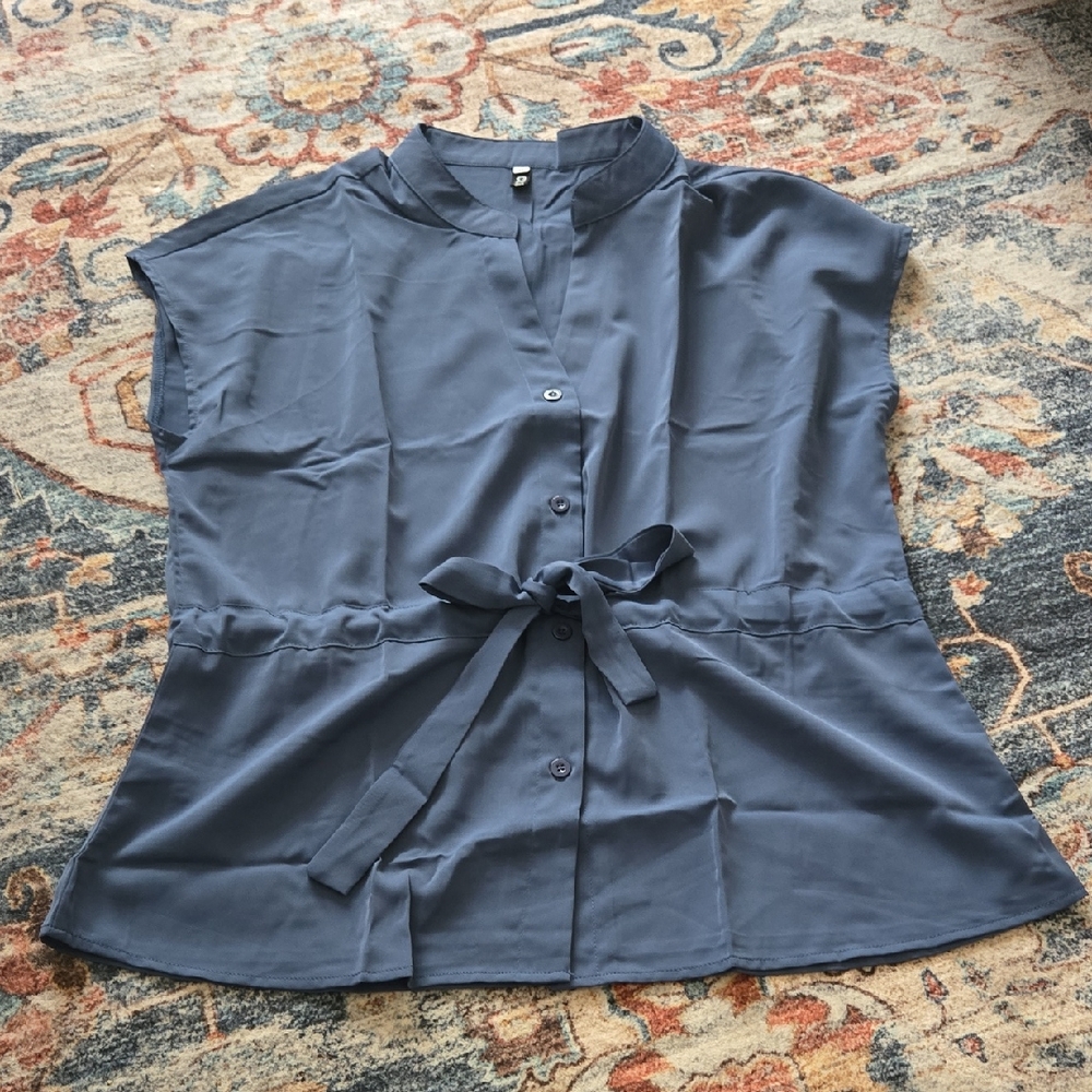 Women's Blue Button-Down Top